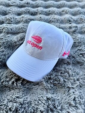US Open Under Armour White Tennis Hat with Pink Logo